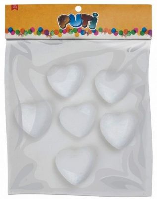 Puti Köpük Kalp 6.5 cm 6 lı 5008