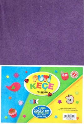Puti Yapışkanlı Keçe 2mm 20x30 cm Karışık Renkli 10 lu
