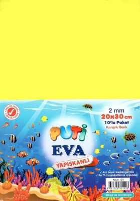 Puti Yapışkanlı Eva Karışık Renkli 2 mm 20x30 cm 10 lu 1123