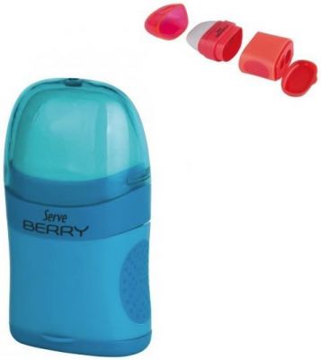 Serve Berry İki Delikli Kalemtıraşlı Silgi Mavi Renk