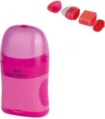 Serve Berry İki Delikli Kalemtıraşlı Silgi Pembe Renk