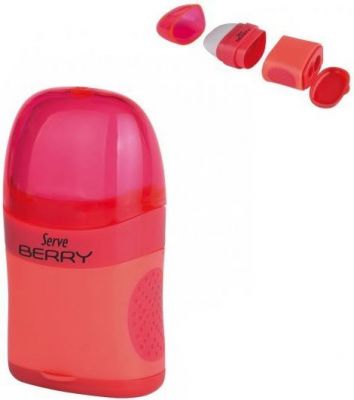 Serve Berry İki Delikli Kalemtıraşlı Silgi Turuncu Renk
