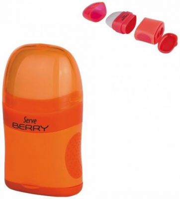 Serve Berry İki Delikli Kalemtıraşlı Silgi Fosforlu Turuncu Renk