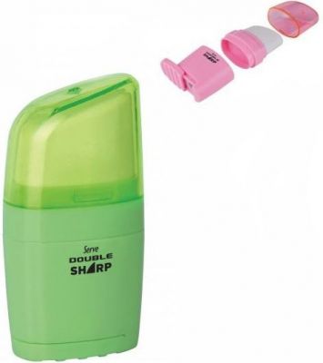Serve Double Sharp Tek Kalemtıraşlı Silgi Yeşil Renk