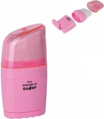 Serve Double Sharp Tek Kalemtıraşlı Silgi Pembe Renk