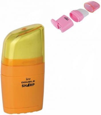 Serve Double Sharp Tek Kalemtıraşlı Silgi Turuncu Renk