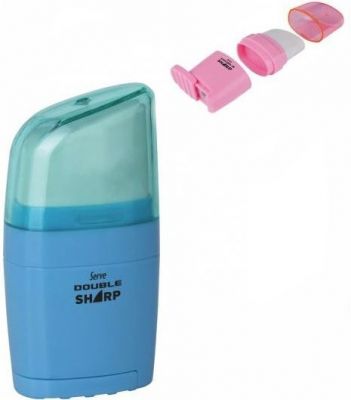 Serve Double Sharp Tek Kalemtıraşlı Silgi Mavi Renk