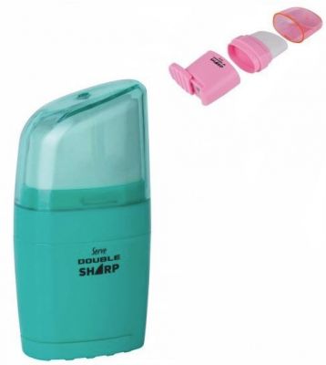 Serve Double Sharp Tek Kalemtıraşlı Silgi İlkbahar Yeşili Renk