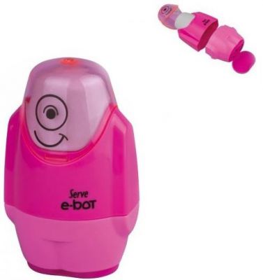 Serve E-Bot Çift Kalemtıraşlı Silgi Pembe Renk