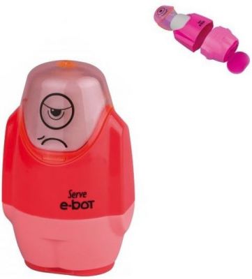 Serve E-Bot Çift Kalemtıraşlı Silgi Turuncu Renk