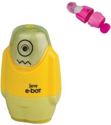 Serve E-Bot Çift Kalemtıraşlı Silgi Sarı Renk