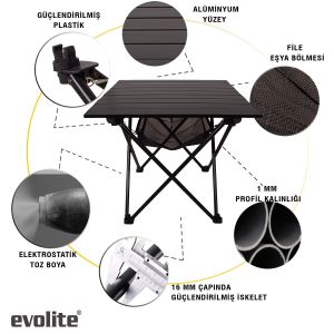  Evolite Nature Katlanabilir Kamp Masası Orta (50 x 55 x 53cm)