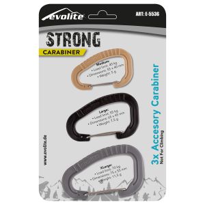  Evolite Strong 3'lü Karabina Seti - Gri/Siyah/Bej