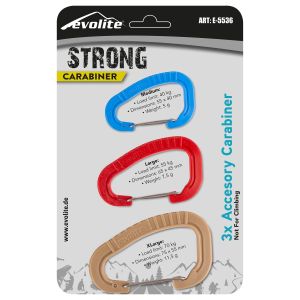  Evolite Strong 3'lü Karabina Seti - Bej/Kırmızı/Mavi