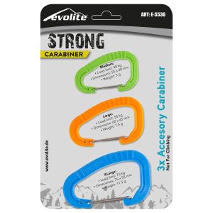  Evolite Strong 3'lü Karabina Seti - Mavi/Turuncu/Yeşil