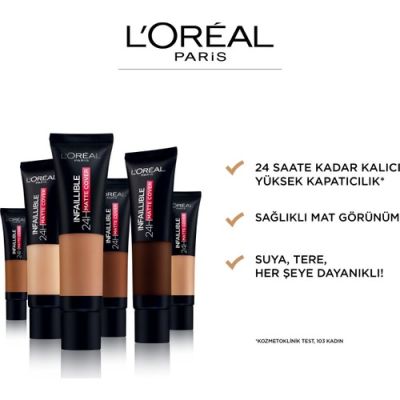  L'Oreal Paris Infaillible 24H Matte Cover Yüksek Kapatıcı Fondöten 155 Natural Rose 3600523784417