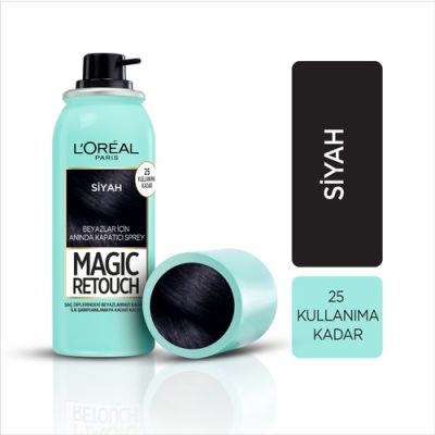  Loreal Paris Beyaz Saçlar Için Kapatıcı Siyah Saç Spreyi - Magic Retouch 01 Noir 75 ml
