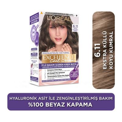 LOreal Paris Excellence Cool Creme 6.11 Ekstra Küllü Koyu Kumral Saç Boyası