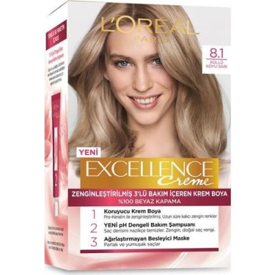  L'Oreal Paris Excellence Creme Saç Boyası Koyu Sarı Küllü 8.1
