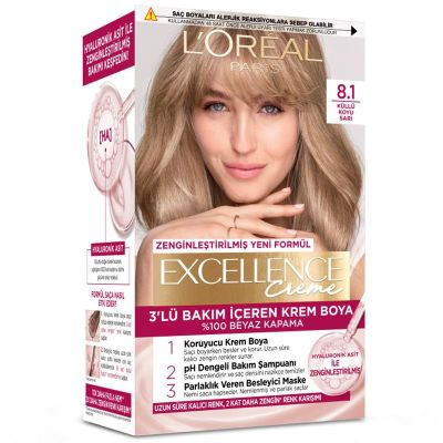 Loreal Paris Excellence Creme Saç Boyası No: 8.1 Küllü Koyu Sarı