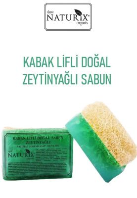 Naturix Doğal Kabak Lifli Zeytinyağlı Sabun Nemlendirici Arındırıcı Peeling Etkili Olive Oil Soap 130 Gr