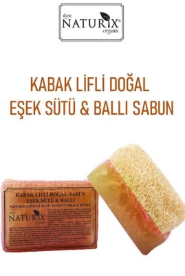 Naturix Doğal Kabak Lifli Eşek Sütü & Ballı Sabun Ipeksi Cilt Için Natural Akne Kurutucu Natural Soap 130 Gr