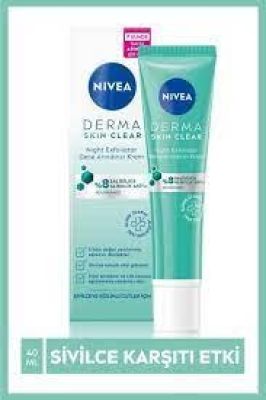 Nivea Derma Skin Clear %8 Niasinamid Night Exfoliator Gece Arındırıcı Sivilce Karşıtı Krem 40ml