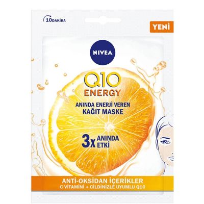 Nivea Energy Anti-oksidan Etkili Cilt Ile Uyumlu Q10 Ve C Vitamini Kağıt Maske 1 Adet
