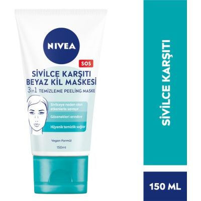 Nivea Sivilce Karşıtı Yüz Temizleyici Beyaz Kil Maskesi 3in1 150 Ml