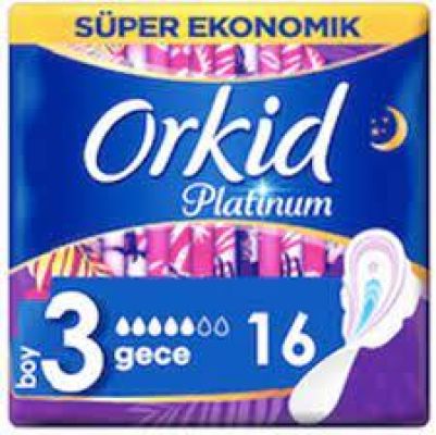  Orkid Platinum Hijyenik Ped Gece Süper Ekonomik Paket 16 Ped