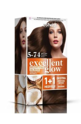 Ostwint Excellent Glow 1+1 Hediyeli Saç Boyası Seti No.5.74 Tarçın