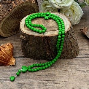  10 Adet Kokulu Tesbih Kalp İşlemeli Yeşil - Kutusuz