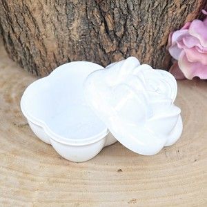 Boş Gül Desenli Plastik Kutu Beyaz 10 Adet