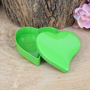 Boş Kalp Desenli Plastik Kutu Yeşil 10 Adet