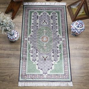 Çeyizlik İpek Burgu Seccade Yeşil 70x120 cm - 510 gr