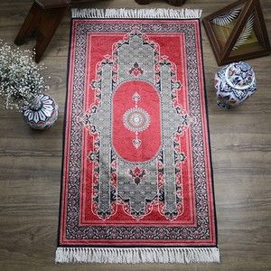  Çeyizlik İpek Burgu Seccade Kırmızı 70x120 cm - 510 gr