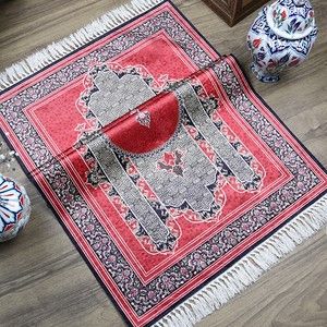  Çeyizlik İpek Burgu Seccade Kırmızı 70x120 cm - 510 gr