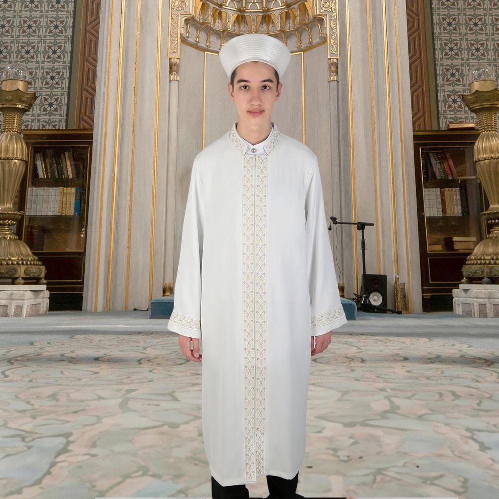  Çocuk Akademi İcazet Kırık Beyaz Namaz Elbisesi