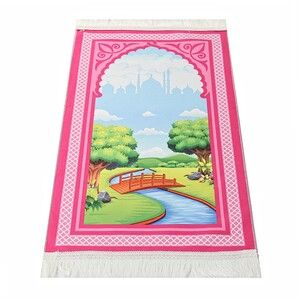 Çocuk Seccadesi Köprü - Pembe 82×45 cm 110 gr - Tesbih Hediyeli