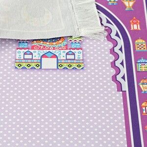  Çocuk Seccadesi Sahra Mor 82×45 cm 110 gr - Tesbih Hediyeli