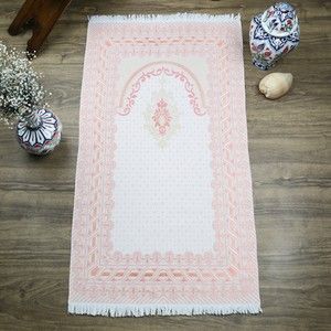  İpek Saten Osmanlı Desenli Seccade Pembe 67x120 cm - 230 gr