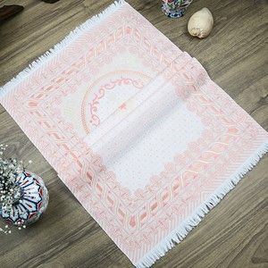  İpek Saten Osmanlı Desenli Seccade Pembe 67x120 cm - 230 gr