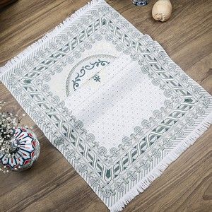  İpek Saten Osmanlı Desenli Seccade Koyu Yeşil 67x120 cm - 230 gr