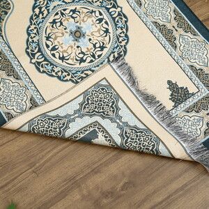  İsimli Hediyelik Tafta Seccade Mavi-Gold 68x110cm