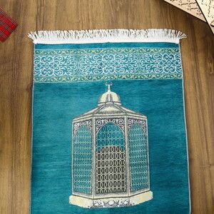  İsimli Makam-ı İbrahim Lüks Şönil Seccade Turkuaz (70x126cm) 240 gr