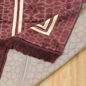  Edebali Lüks Kalın Kadife Halı Tipi  Soft Yumuşak  Seccade- Bordo (70*120 cm 1100 gr)
