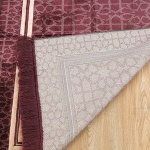  Edebali Lüks Kalın Kadife Halı Tipi  Soft Yumuşak  Seccade- Bordo (70*120 cm 1100 gr)