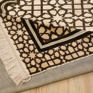  Edebali Lüks Kalın Kadife Halı Tipi  Soft Yumuşak  Seccade- Krem (70*120 cm 1100 gr)