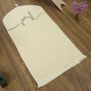  El Kuba Lüks Astarlı Biyeli Seccade Krem (66X125cm) 565 gr