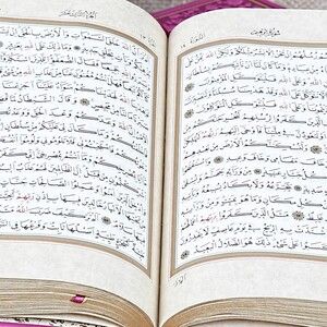  Hüsnü Hatlı Kuran-ı Kerim (Hamid Aytaç) Hakiki Deri Mühürlü (Hafız Boy 14x20 cm) Pembe
